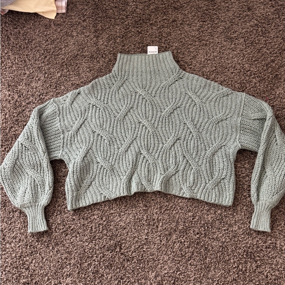 NWT Free People Sage Green Bell Sleeved Sweater
